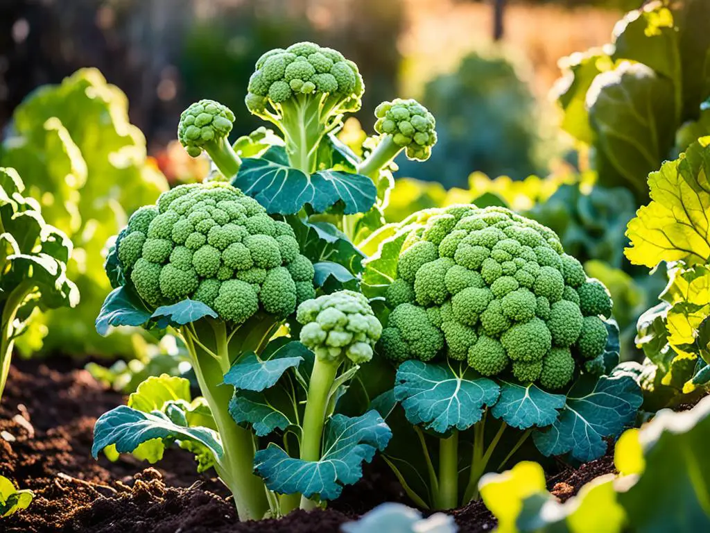 Brassicas in a fall vegetable garden