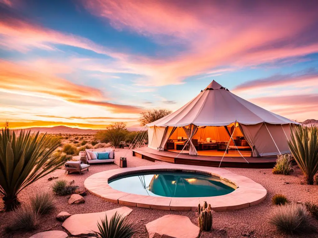 Desert oasis glamping in winter