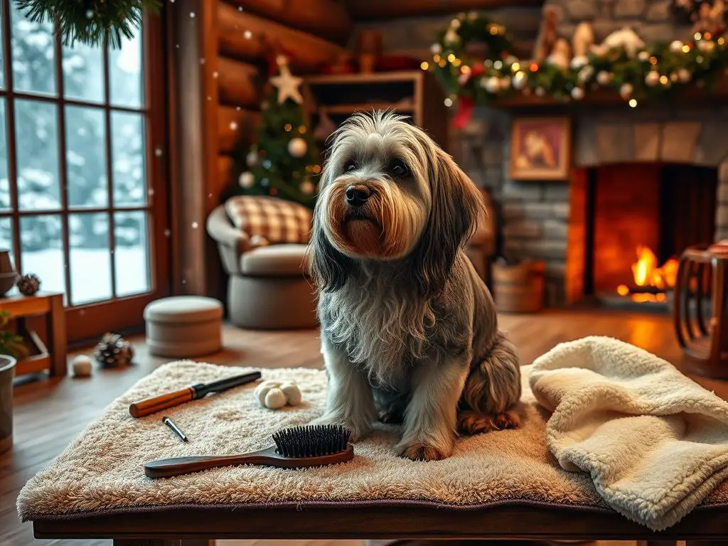 Dog grooming during winter