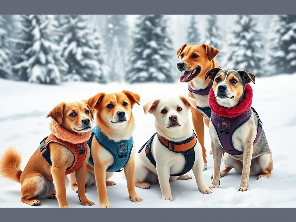 Dog harnesses for winter walks