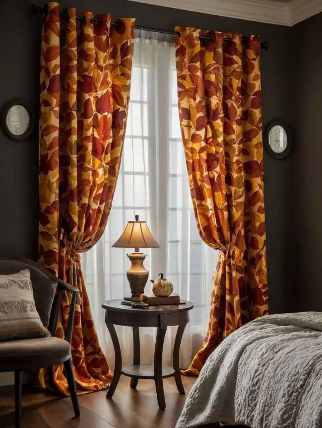 Fall-Themed Curtains and Drapes in Your Bedroom