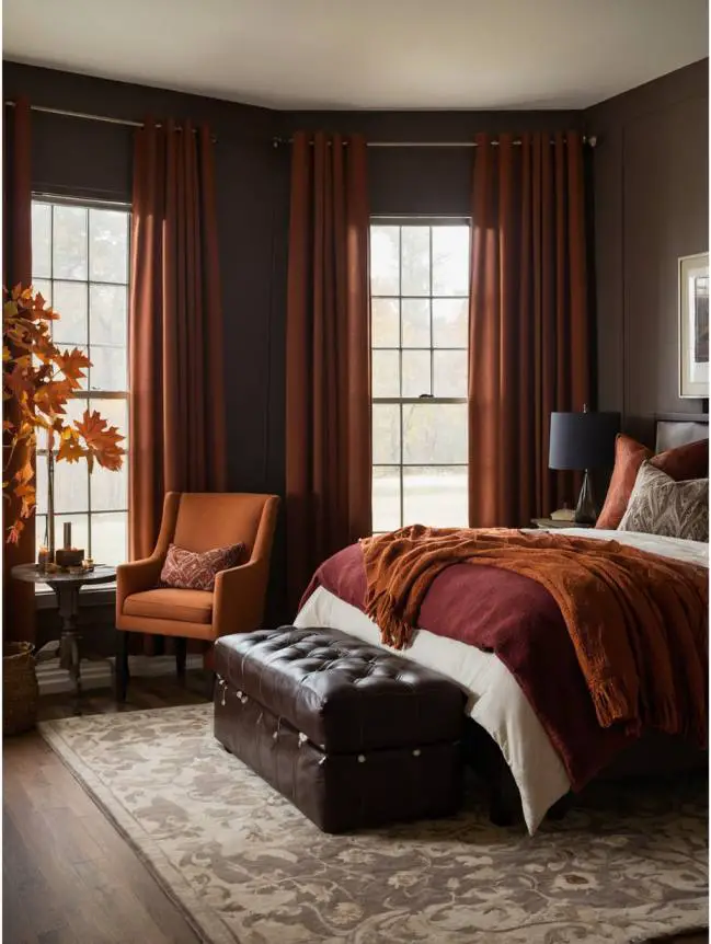 Fall-Themed Curtains and Drapes in Your Bedroom