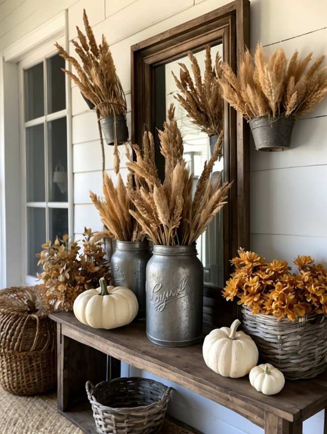 Farmhouse Entryway Fall Decor Ideas