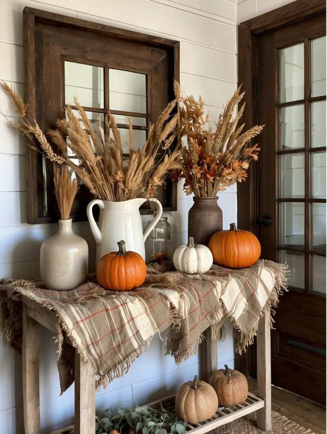 Farmhouse Entryway Fall Decor Ideas