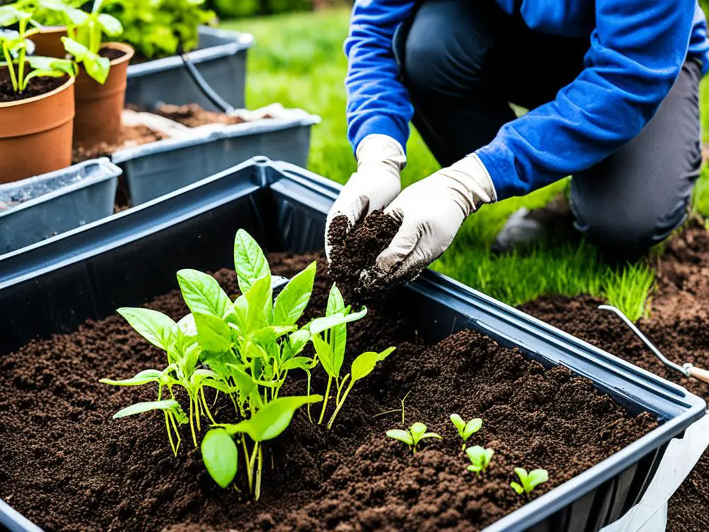 Preparing a fall garden bed with soil amendments