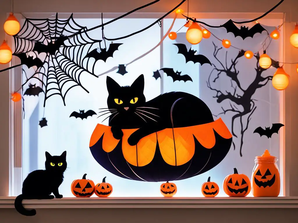 cat-friendly Halloween decor