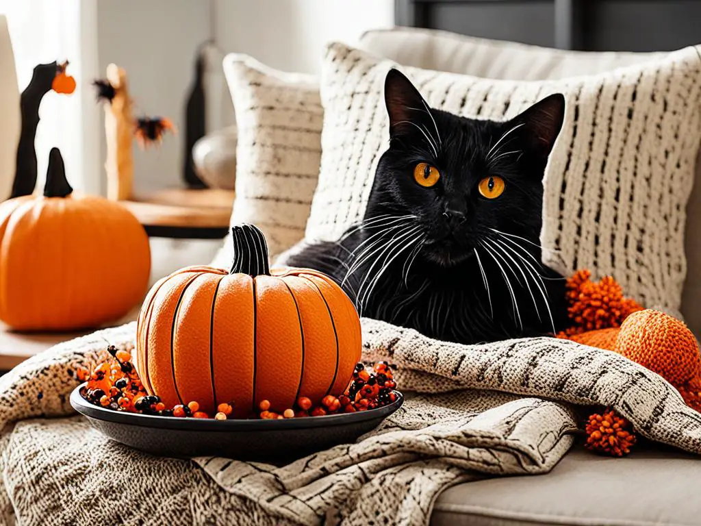 cozy textures for cat-friendly halloween decor