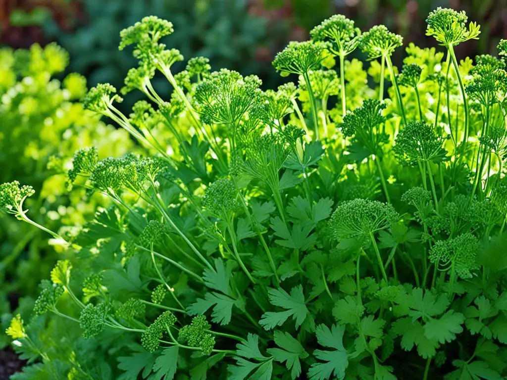 organic herbs in fall garden