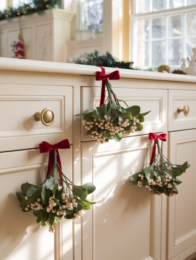 DIY Christmas Decor Ideas for Kitchen Cabinets