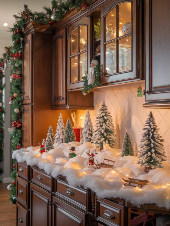 DIY Christmas Decor Ideas for Kitchen Cabinets