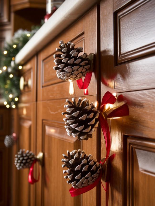 DIY Christmas Decor Ideas for Kitchen Cabinets