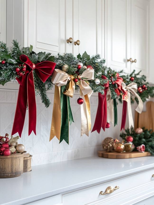 DIY Christmas Decor Ideas for Kitchen Cabinets