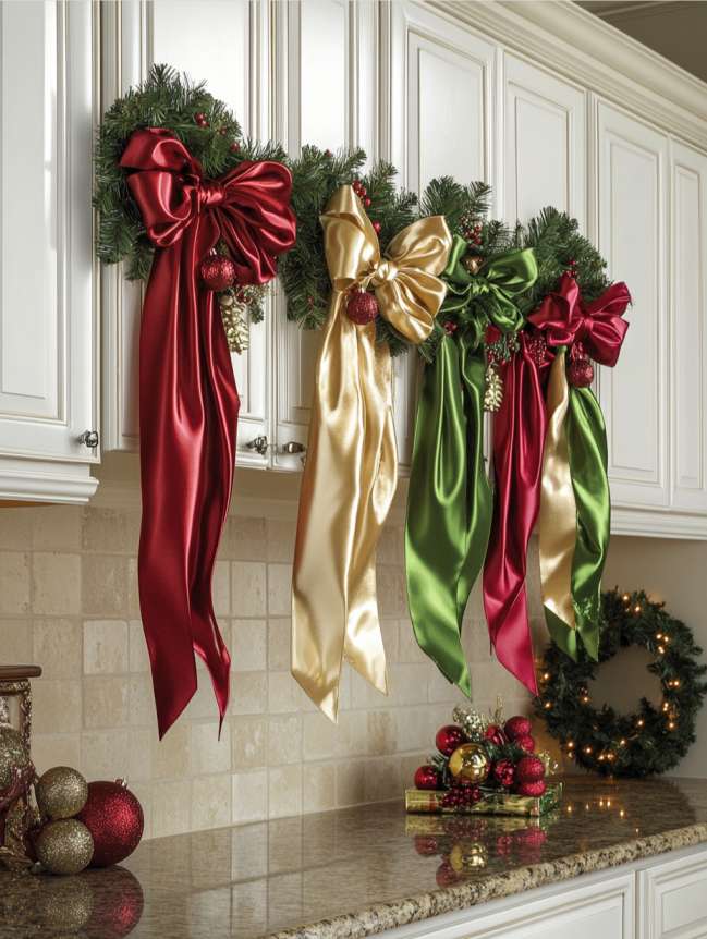 DIY Christmas Decor Ideas for Kitchen Cabinets