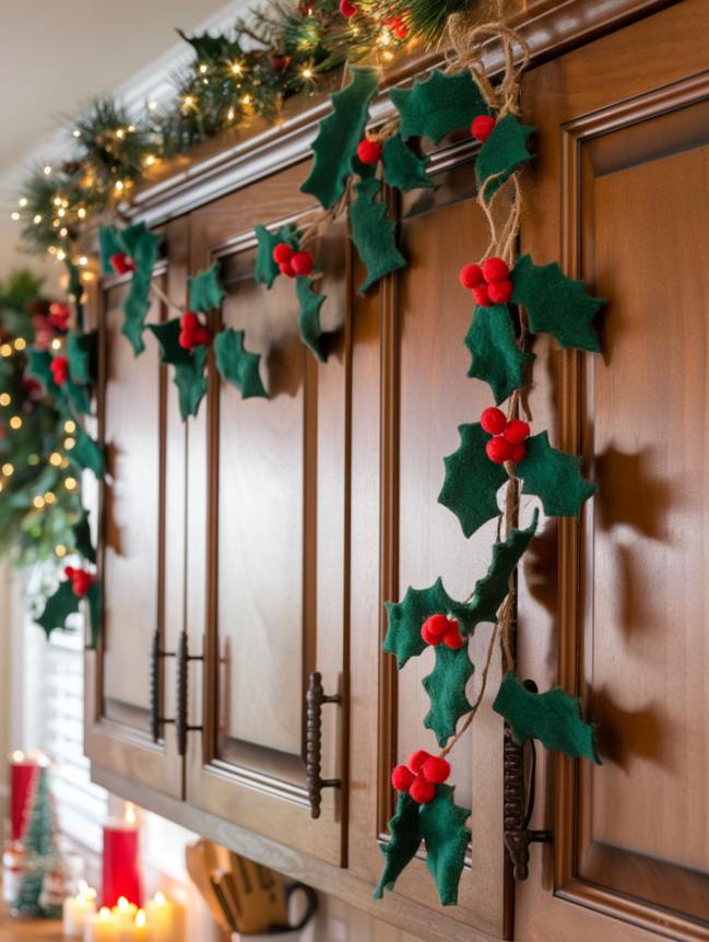 DIY Christmas Decor Ideas for Kitchen Cabinets