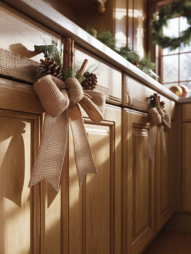 DIY Christmas Decor Ideas for Kitchen Cabinets