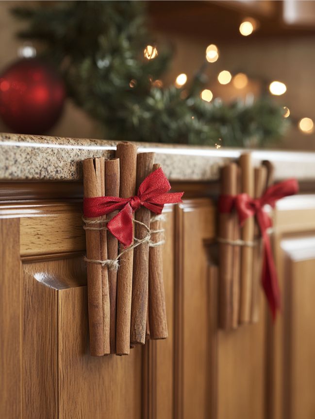 DIY Christmas Decor Ideas for Kitchen Cabinets