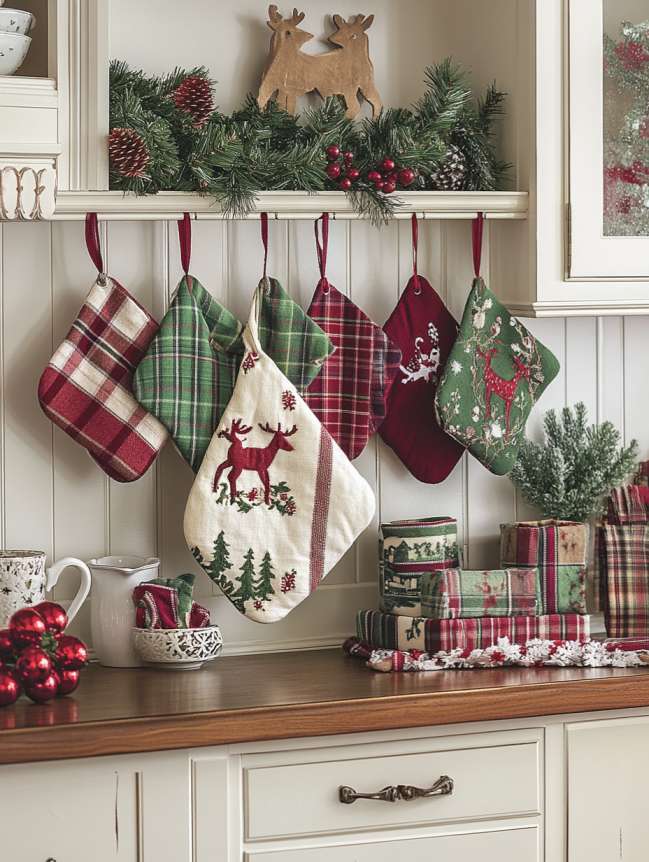 DIY Christmas Decor Ideas for Kitchen Cabinets