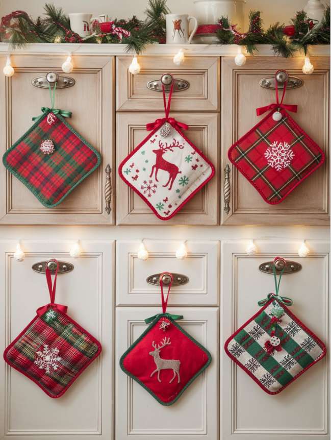 DIY Christmas Decor Ideas for Kitchen Cabinets