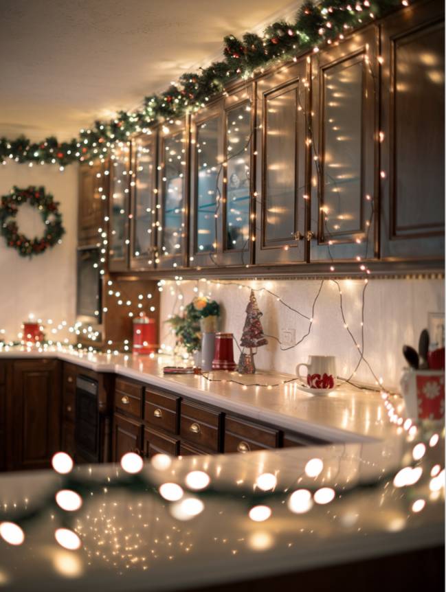 DIY Christmas Decor Ideas for Kitchen Cabinets