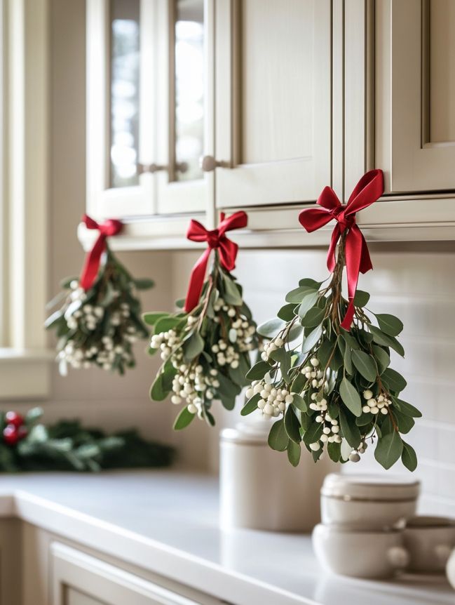 DIY Christmas Decor Ideas for Kitchen Cabinets