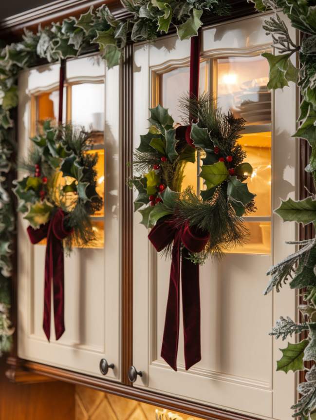 DIY Christmas Decor Ideas for Kitchen Cabinets