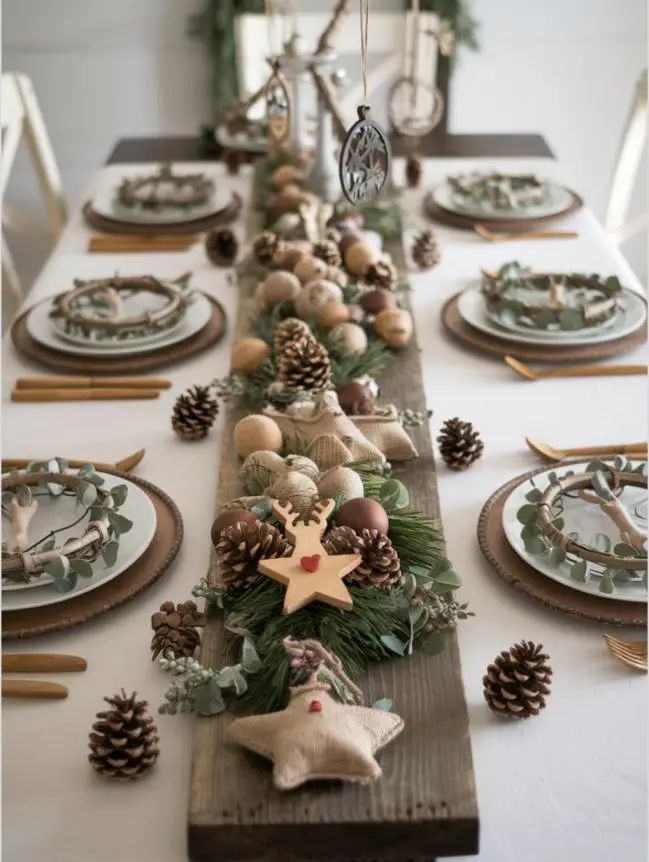 farmhouse christmas dining table decor ideas