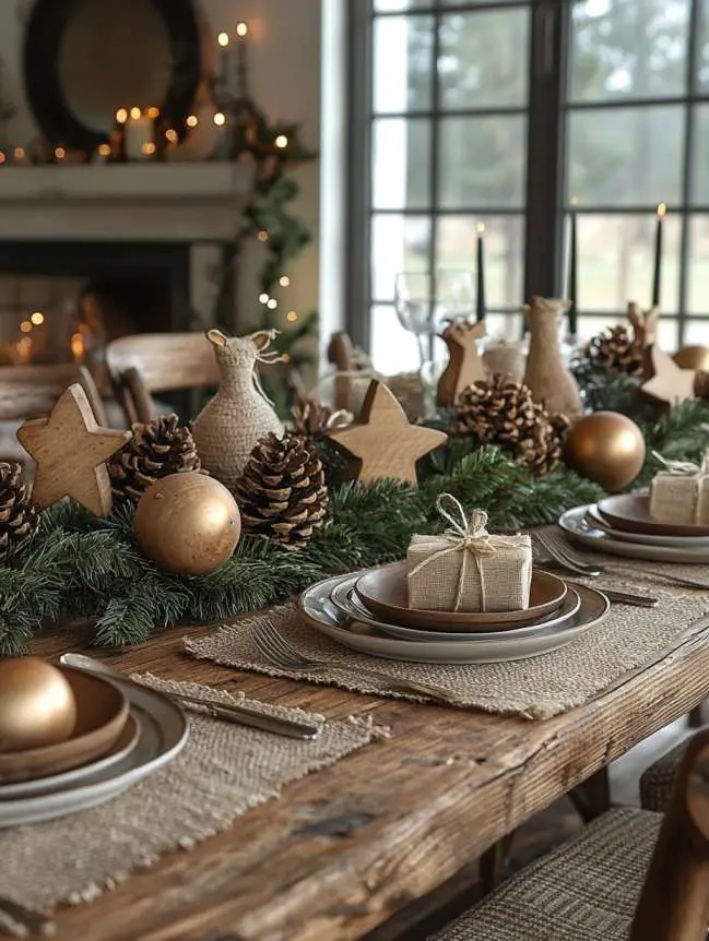 farmhouse christmas dining table decor ideas