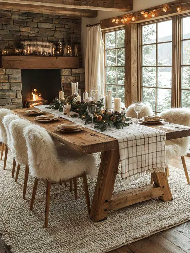 farmhouse christmas dining table decor ideas