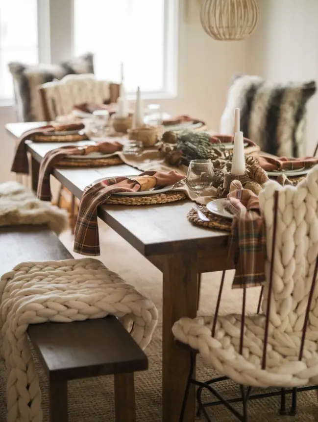 farmhouse christmas dining table decor ideas