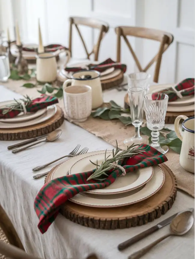 farmhouse christmas dining table decor ideas