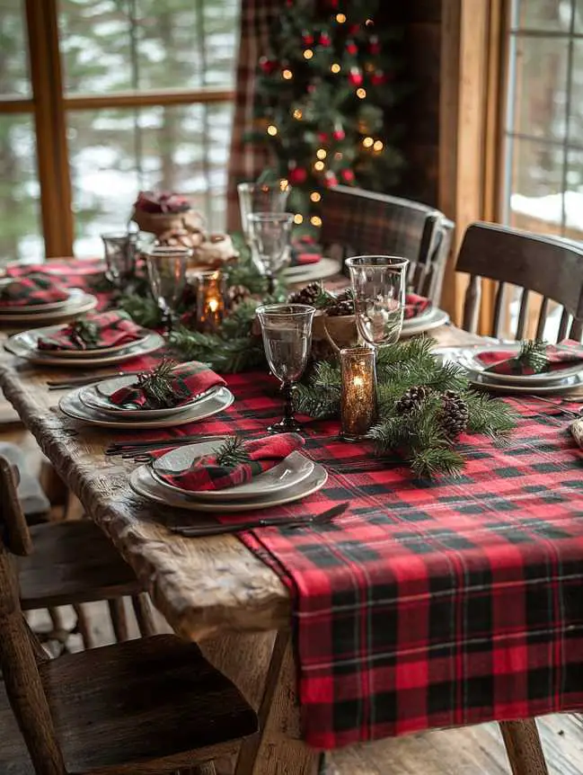 farmhouse christmas dining table decor ideas