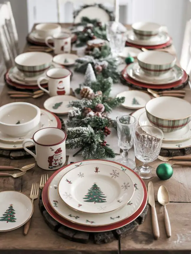 farmhouse christmas dining table decor ideas