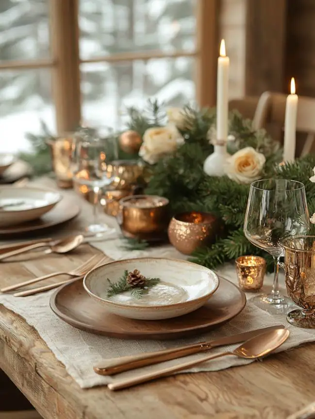 farmhouse christmas dining table decor ideas