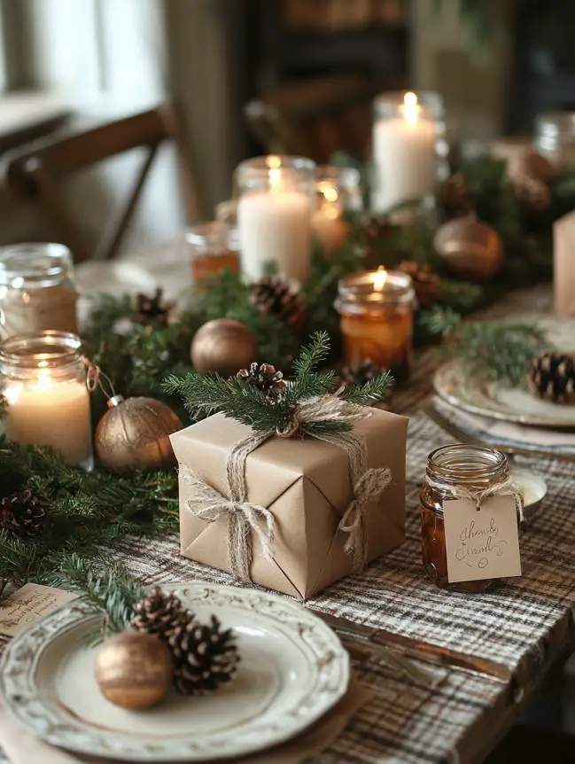 farmhouse christmas dining table decor ideas