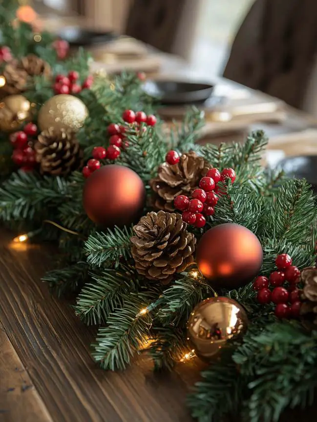 farmhouse christmas dining table decor ideas