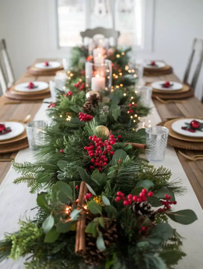 farmhouse christmas dining table decor ideas