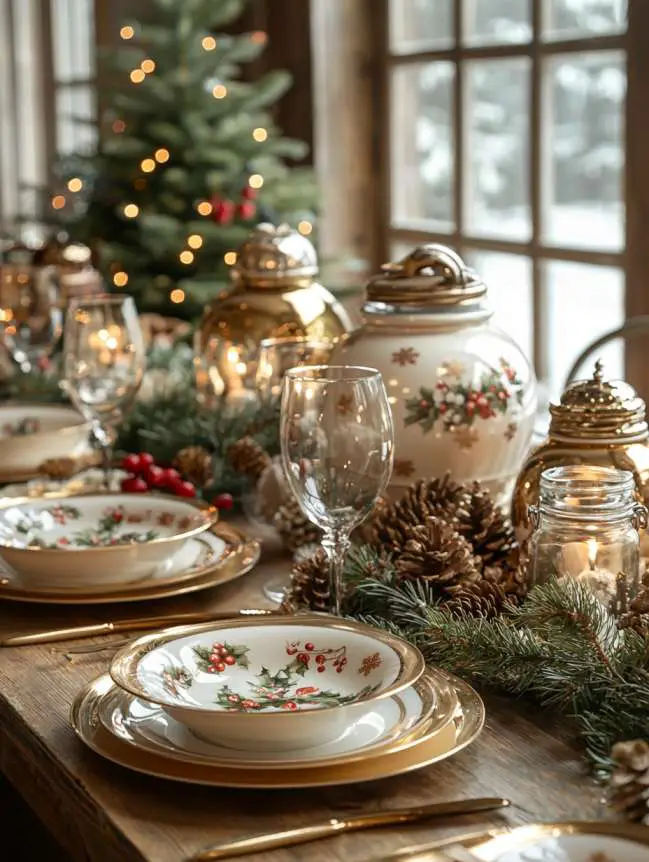 farmhouse christmas dining table decor ideas