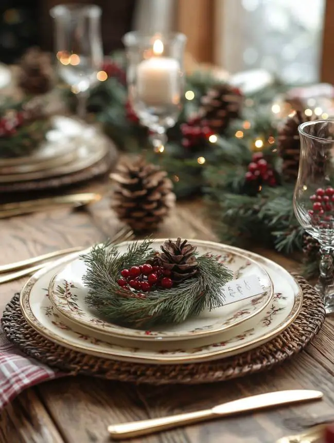 farmhouse christmas dining table decor ideas