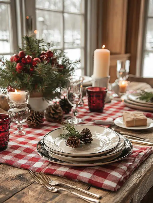 farmhouse christmas dining table decor ideas