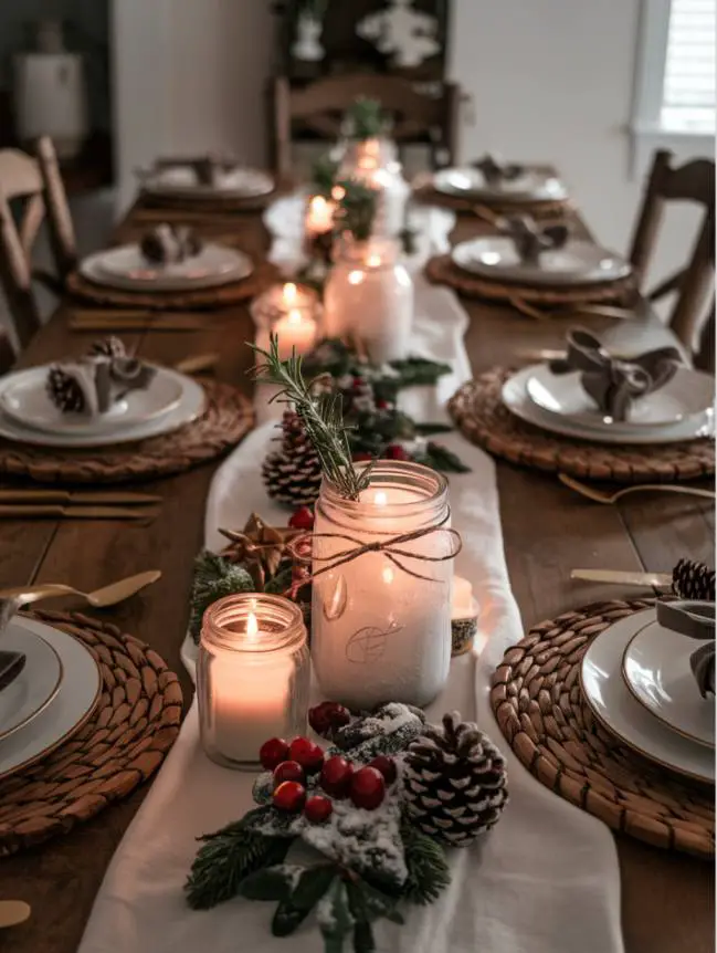 farmhouse christmas dining table decor ideas