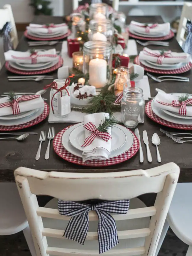 farmhouse christmas dining table decor ideas