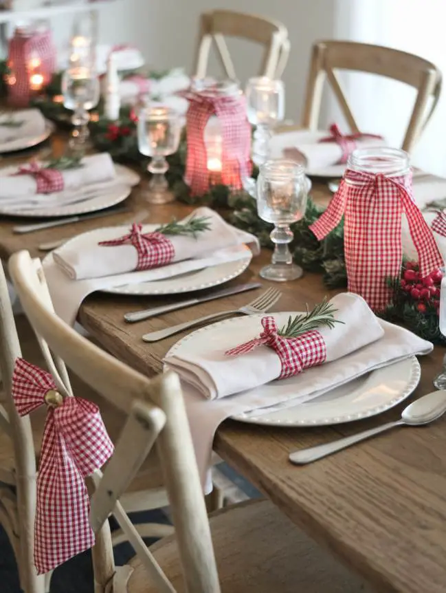 farmhouse christmas dining table decor ideas