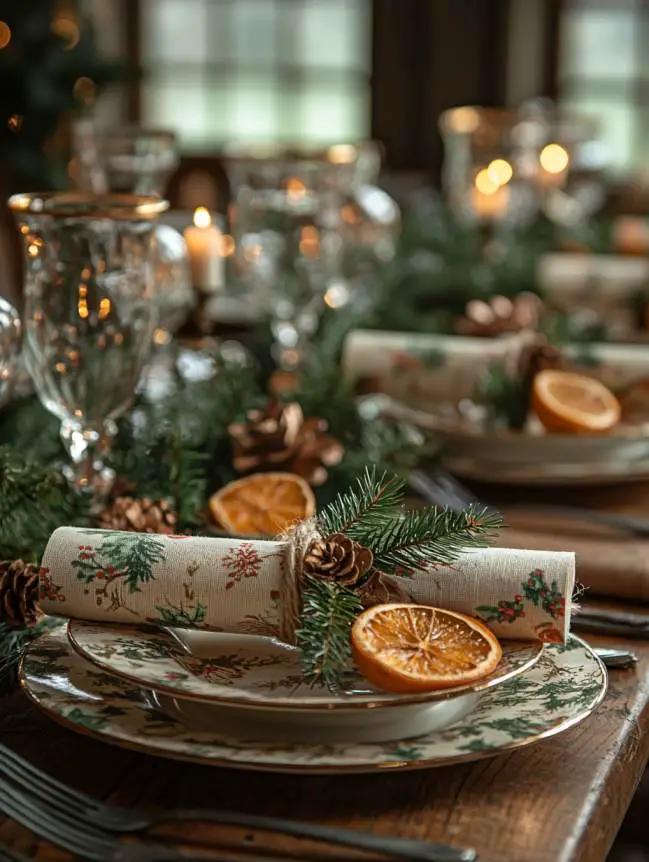 farmhouse christmas dining table decor ideas