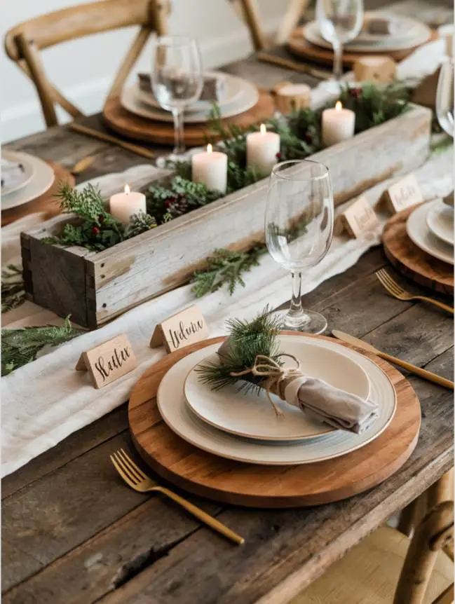 farmhouse christmas dining table decor ideas