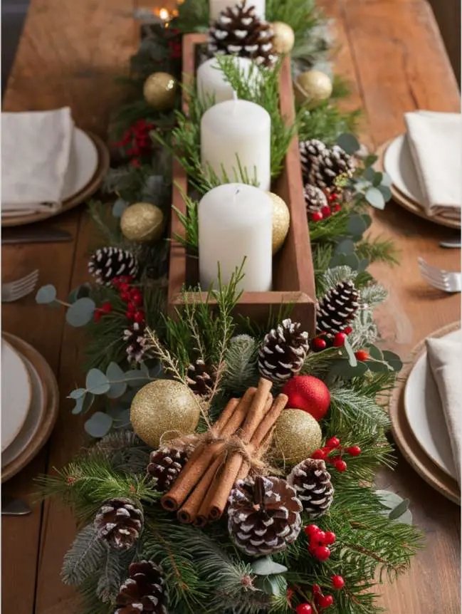 farmhouse christmas dining table decor ideas