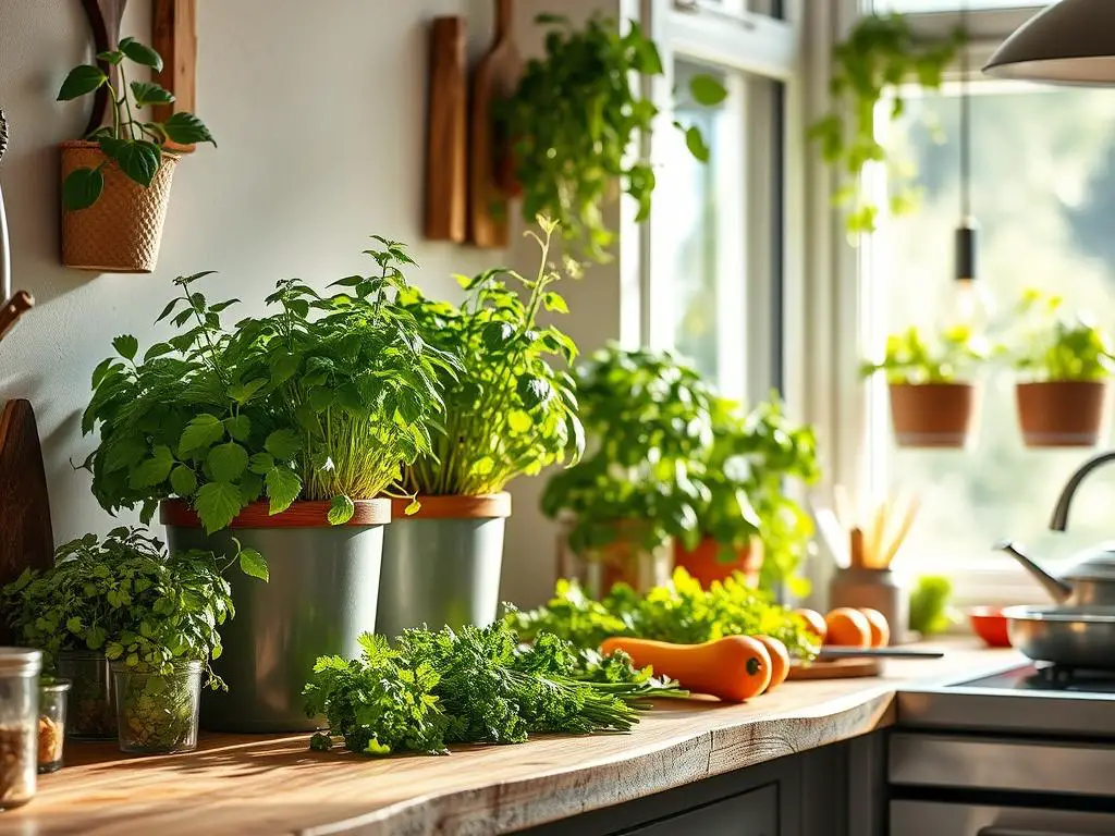 Herb garden in kitchen