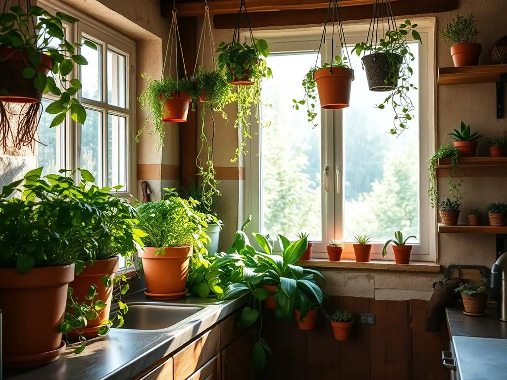 Indoor garden in kitchen