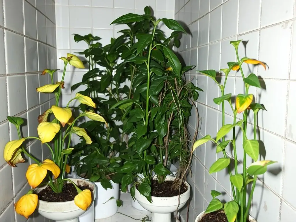 Plant problems in windowless bathrooms