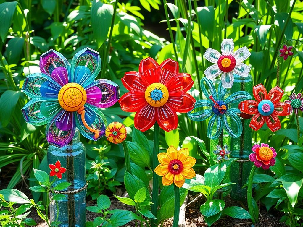 Plastic bottle garden art