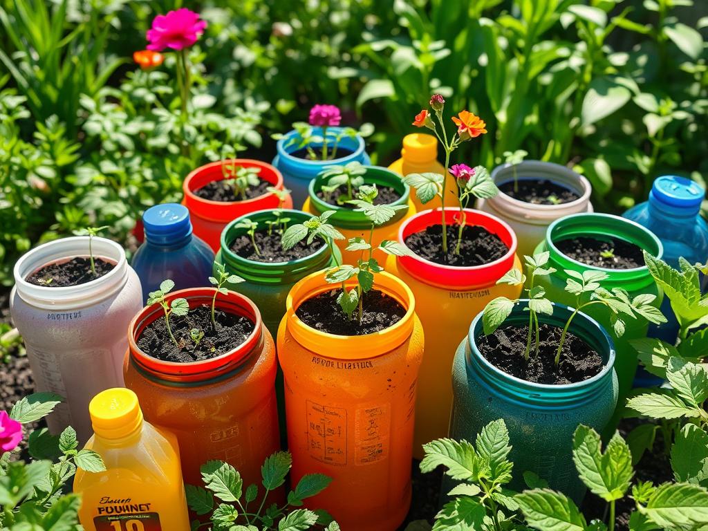 Plastic bottle planters as seed starters